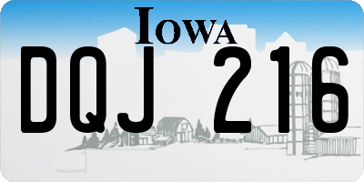 IA license plate DQJ216