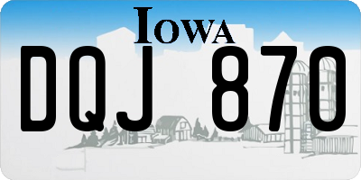 IA license plate DQJ870