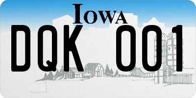 IA license plate DQK001
