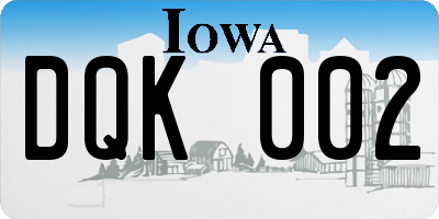 IA license plate DQK002