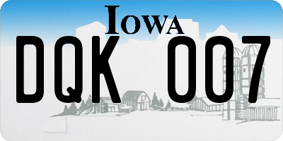 IA license plate DQK007