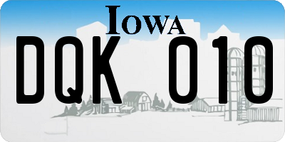 IA license plate DQK010