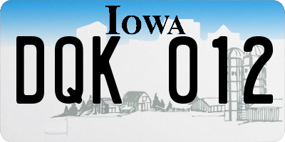 IA license plate DQK012