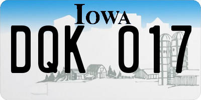IA license plate DQK017