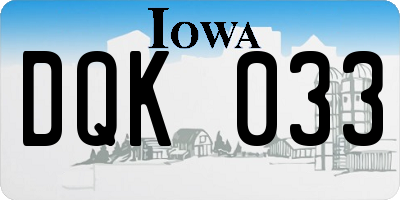 IA license plate DQK033