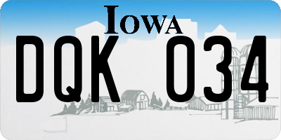 IA license plate DQK034