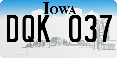 IA license plate DQK037