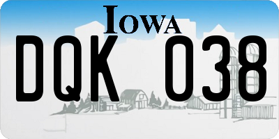 IA license plate DQK038
