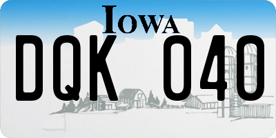 IA license plate DQK040