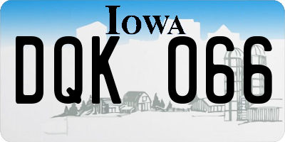 IA license plate DQK066
