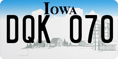 IA license plate DQK070