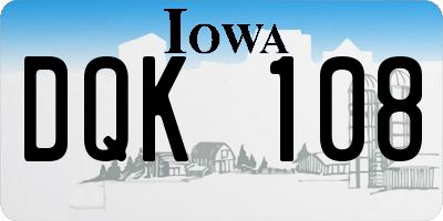 IA license plate DQK108
