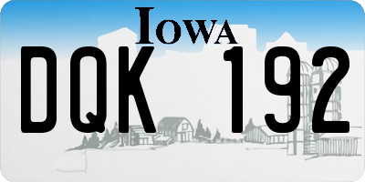 IA license plate DQK192