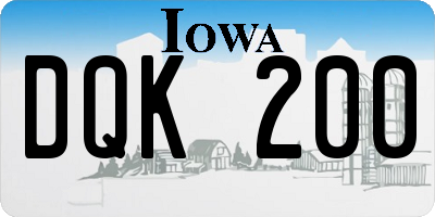 IA license plate DQK200