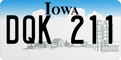 IA license plate DQK211