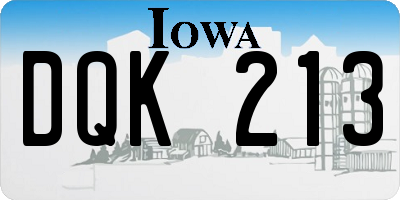 IA license plate DQK213