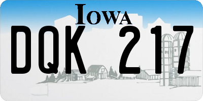 IA license plate DQK217