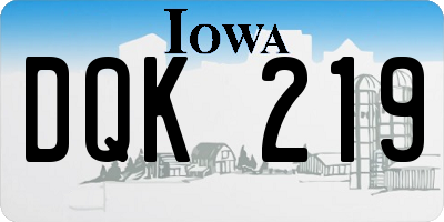 IA license plate DQK219