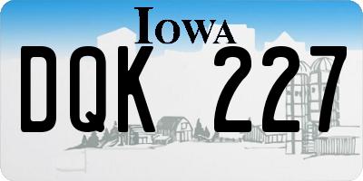 IA license plate DQK227