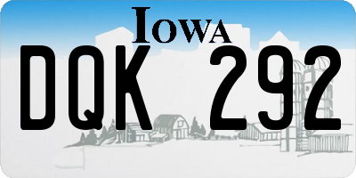 IA license plate DQK292