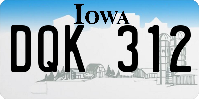 IA license plate DQK312