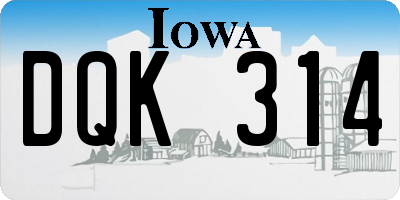 IA license plate DQK314