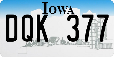 IA license plate DQK377