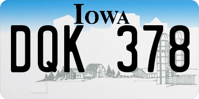 IA license plate DQK378