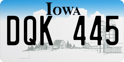 IA license plate DQK445