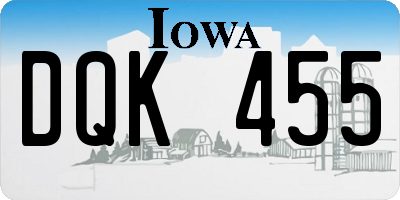 IA license plate DQK455