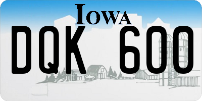 IA license plate DQK600