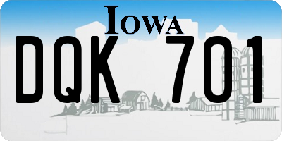 IA license plate DQK701