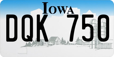 IA license plate DQK750