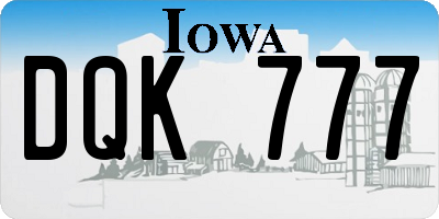 IA license plate DQK777