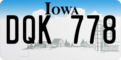 IA license plate DQK778