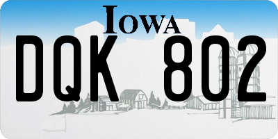 IA license plate DQK802