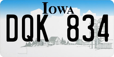 IA license plate DQK834