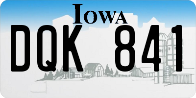 IA license plate DQK841