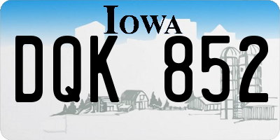 IA license plate DQK852