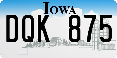 IA license plate DQK875