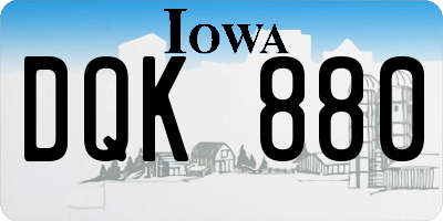 IA license plate DQK880