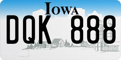 IA license plate DQK888
