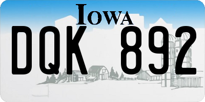 IA license plate DQK892