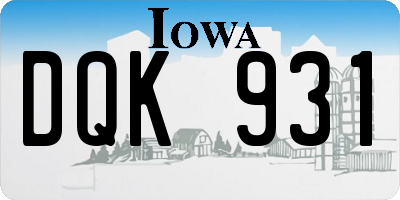 IA license plate DQK931