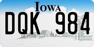IA license plate DQK984