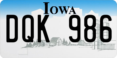 IA license plate DQK986