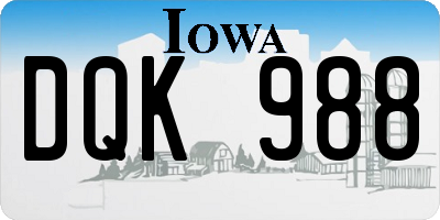 IA license plate DQK988