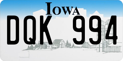 IA license plate DQK994