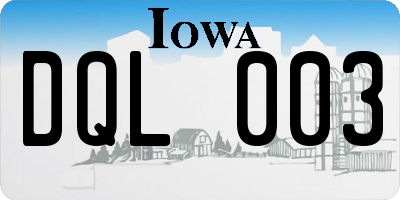 IA license plate DQL003