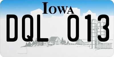 IA license plate DQL013